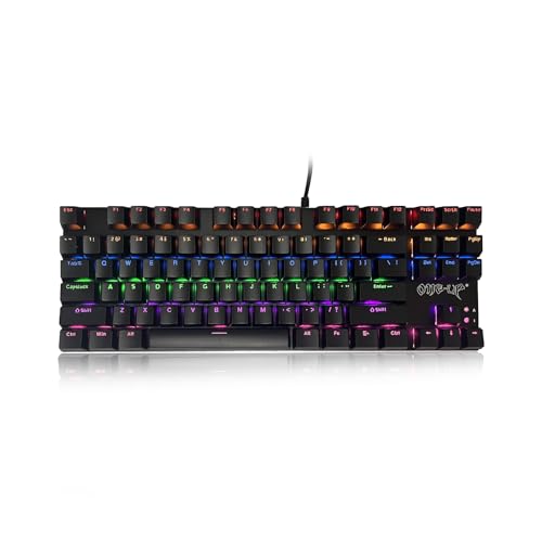 ONE-UP G300 LED Rainbow Backlit Mechanical Game Keyboard, Aluminum...