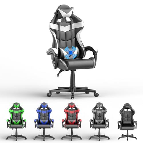 Soontrans White Gaming Chair with Massage,Ergonomic Gamer Chair,Racing...