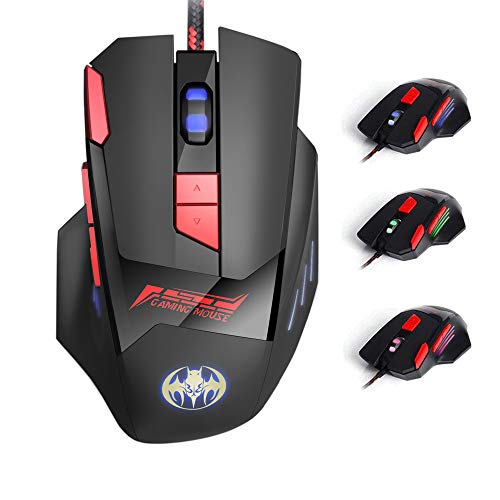 TESHIUCK Wired Gaming Mouse with 8 Buttons,6800DPI,Breathing Backlit...