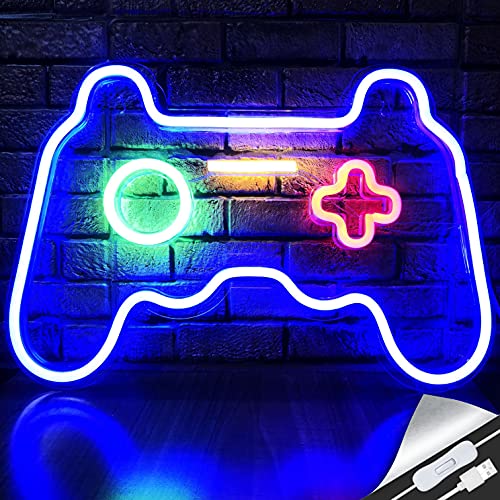 LED Neon Gaming Sign - Gamepad Shape Light for Teen Boys' Game Rooms,...