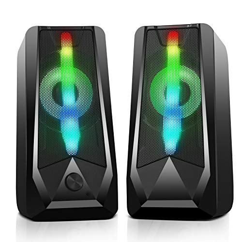 Imdwimd RGB Desktop Speakers 16W USB Wired PC Gaming Speakers with...